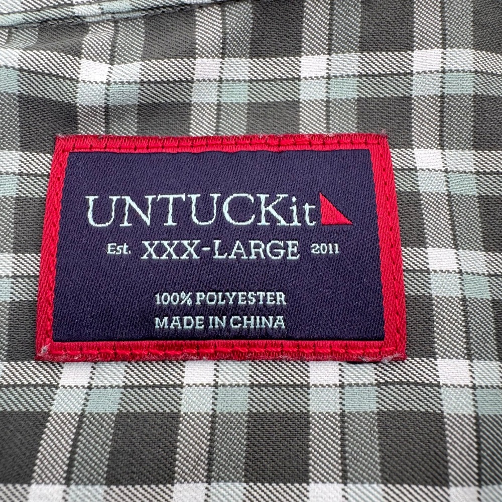 UNTUCKit Shirt Mens 3XL Green Plaid Regular Fit Button Down - Picture 7 of 11